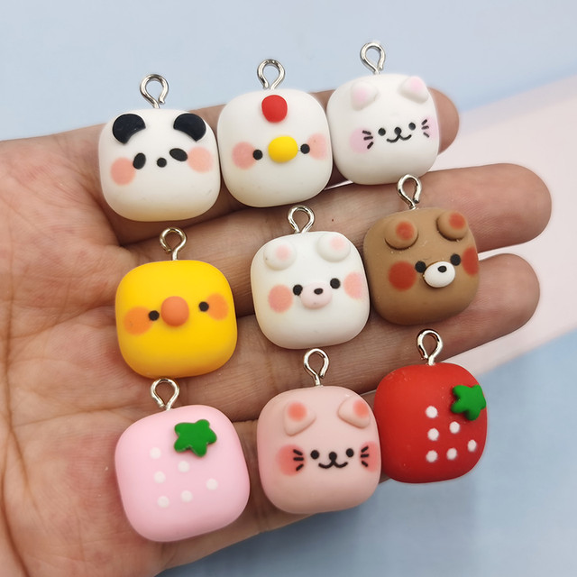 10pcs Resin Animals Charms for Jewelry Making Findings DIY Earrings  Keychain Cute Chicken Cat Pig Panda
